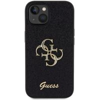 Guess 4G Metal Logo Back Cover mit Glitter Apple iPhone 15 - Schwarz