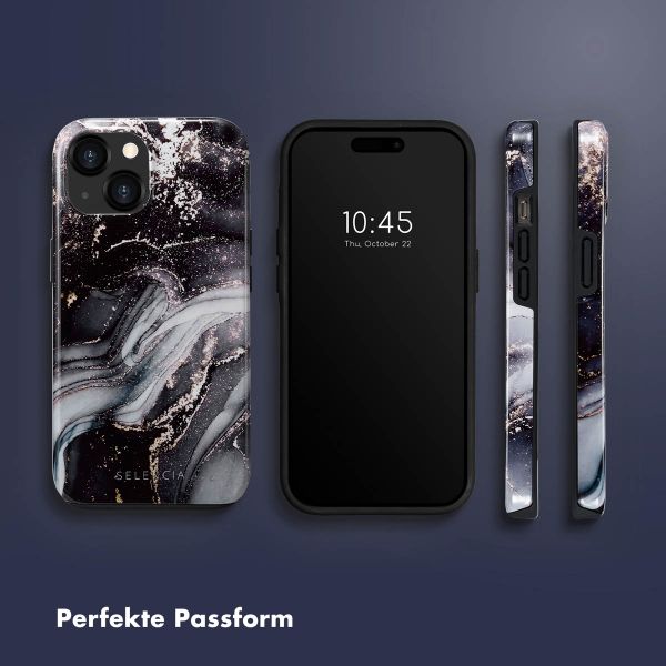 Selencia Vivid Tough Back Cover für das iPhone 15  - Chic Marble Black