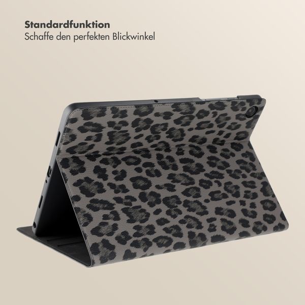 Selencia Sabi Klapphülle mit Leopardenmuster Samsung Galaxy Tab A11 Plus - Midnight Black