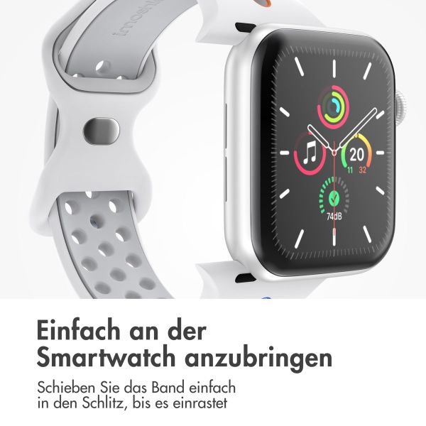 imoshion Sportarmband⁺ für die Apple Watch Series 1 bis 10 / SE / Ultra (2) (44/45/46/49 mm) - Größe S/M - White Rainbow