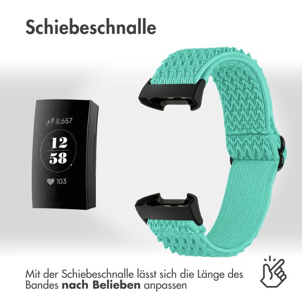 imoshion Elastische Nylonarmband für das Fitbit Charge 3 / 4 - Mintgrün