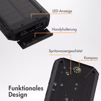 imoshion Solar Powerbank mit Solarpanel – Schnellaufladung und Stromversorgung – 10.000 mAh – Schwarz
