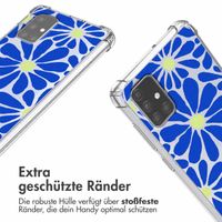 imoshion Design Hülle mit Band für das Samsung Galaxy A71 - Cobalt Blue Flowers Connect