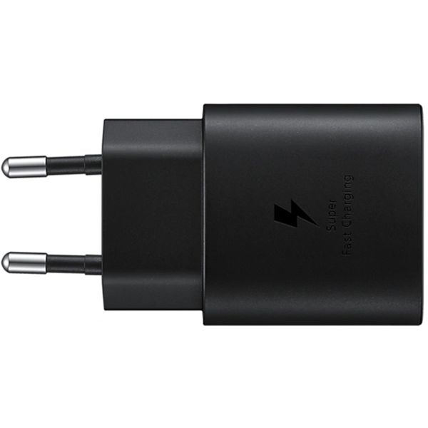 Samsung Originales USB-C auf USB-C Kabel - 1,8 Meter - 25 Watt + Original Fast Charging Adapter USB-C Ladegerät - 25 Watt - Schwarz