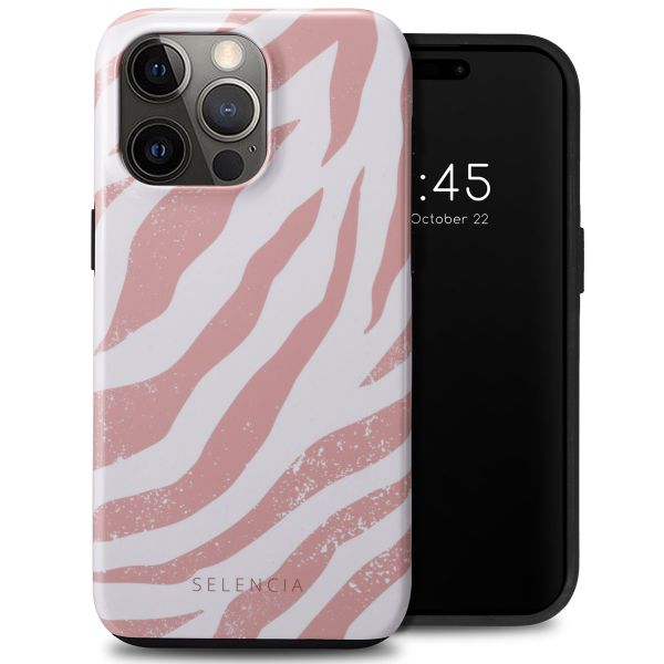 Selencia Vivid Tough Back Cover für das iPhone 15 Pro Max - Colorful Zebra Old Pink