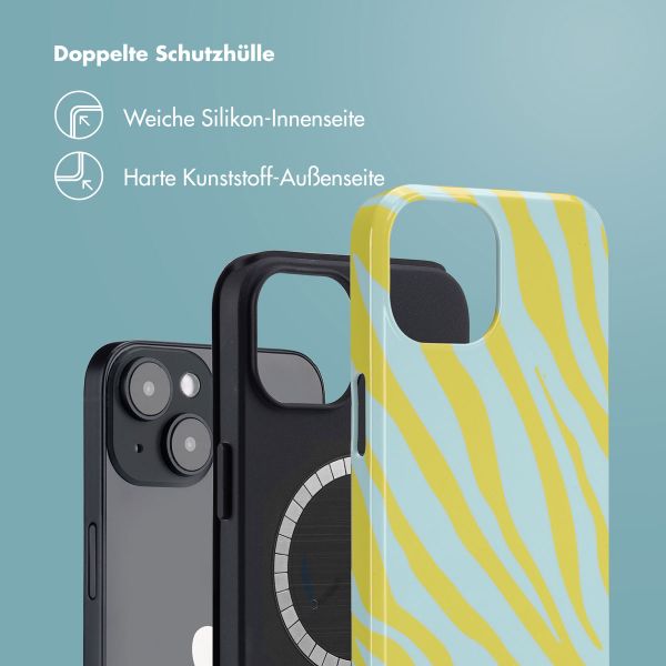 Selencia Vivid Tough Back Cover MagSafe für das iPhone 14 - Zebra Winter Sky Titanium Yellow