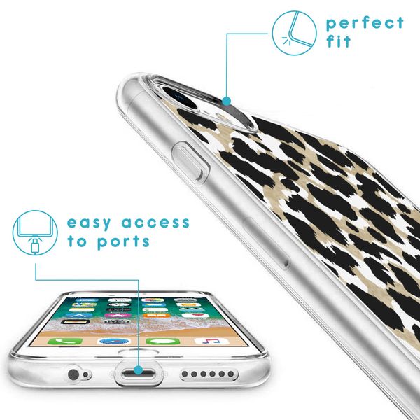 imoshion Design Hülle für das iPhone SE (2022 / 2020) / 8 / 7 / 6s - Leopard / Schwarz