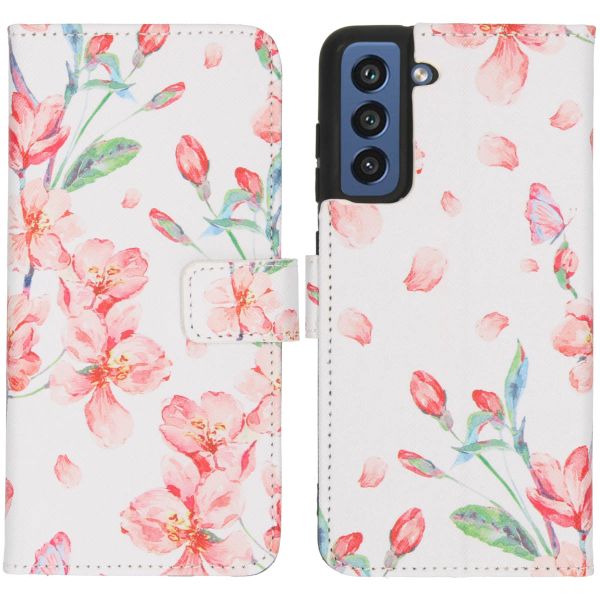 imoshion Design TPU Klapphülle Samsung Galaxy S21 FE - Blossom Watercolor White