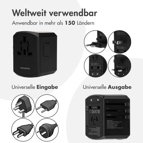 imoshion Universalreiseadapter - USB-C &  USB-A - Schwarz