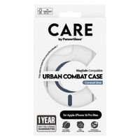 CARE by PanzerGlass Urban Combat Case MagSafe für das Apple iPhone 16 Pro Max - Transparent / Blau