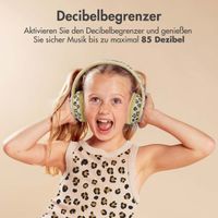 imoshion Special Edition - Kabellose Kinderkopfhörer mit Leopardenmuster LED Light - Dezibelbegrenzer - Mit AUX-kabel - Leopard