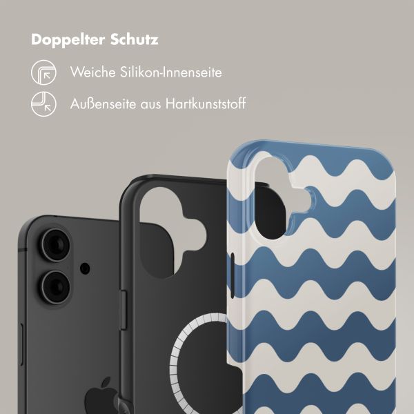 Selencia Vivid Tough Back Cover mit MagSafe für das iPhone 16 - Wave Vibes Classic Blue