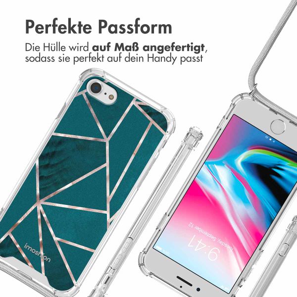 imoshion Design Hülle mit Band für das iPhone SE (2022 / 2020) / 8 / 7 - Petrol Green Graphic