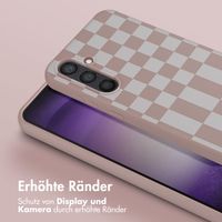 Selencia SilikonHülle design mit abnehmbarem Band Samsung Galaxy S23 FE - Irregular Check Sand Pink