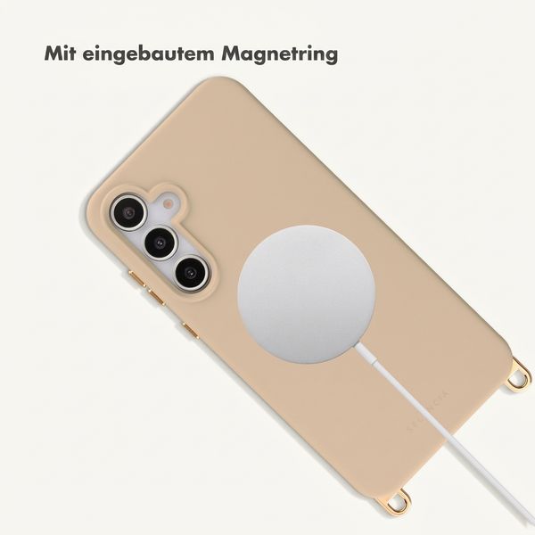 Selencia Rivièra Backcover mit MagSafe mit abnehmbaren Haken Samsung Galaxy A55 (5G) / A35 - Milky Latte