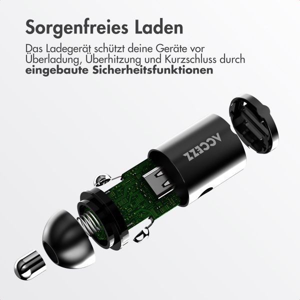 Accezz Autoladegerät | Schnellladegerät mit 2 Ports - 2x USB-C 65 Watt - Schwarz