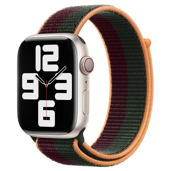 Apple Sport Loop Armband für Apple Watch Series 1 bis 10 / SE / Ultra (2) (44/45/46/49 mm) - Dark Cherry/Forest Green