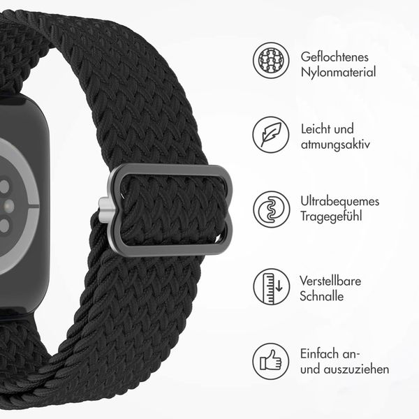 imoshion Gewebtes Nylonarmband für das Apple Watch Series 1 bis 11 / SE / Ultra (44/45/46/49 mm) - Schwarz
