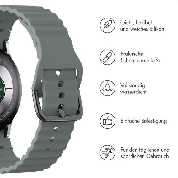 imoshion Wave Silikonarmband für das  Samsung Galaxy Watch 4 / 5 / 6 / 7 / FE (20 mm) - Dunkelgrau