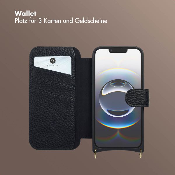 Selencia Riva Bookcase mit MagSafe und Handgelenkband Apple iPhone 16e - Schwarz