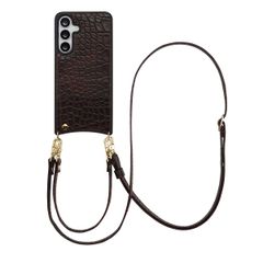 Selencia Nova Croco HandyHülle mit Kordel und Kartenhalter Samsung Galaxy S25 FE - Choco Brown