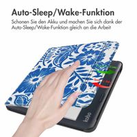 imoshion Design Slim Hard Case Sleepcover mit Stand für das Kobo Libra Colour / Tolino Vision Color - Flower Tile