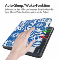 imoshion Design Slim Hard Case Sleepcover mit Stand für das Kobo Libra Colour - Flower Tile