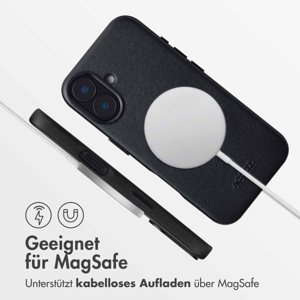 Accezz MagSafe Leather Backcover für das iPhone 16 - Onyx Black