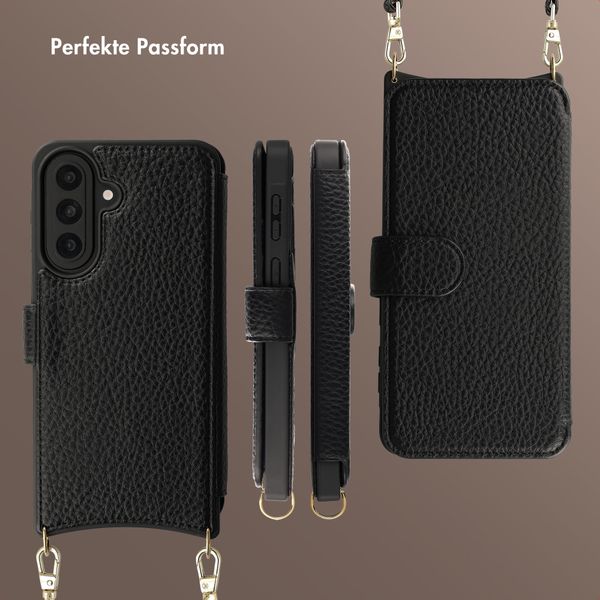 Selencia Riva Bookcase mit MagSafe und Handgelenkband Samsung Galaxy A57 (5G) - Schwarz