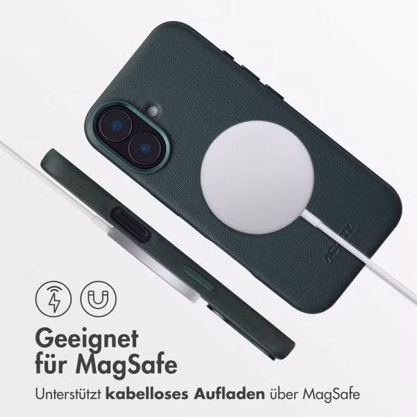 Accezz MagSafe Leather Backcover für das Apple iPhone 16 - Cedar Green