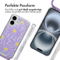 imoshion Design Hülle mit Band Apple iPhone 16 - Tropical Violet Flowers Connect