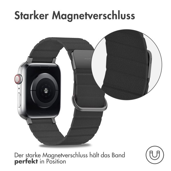 imoshion Magnetlederarmband für Apple Watch Series 1 t/m 9 / SE (38/40/41 mm) | Series 10 / 11 (42 mm) - Schwarz