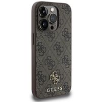 Guess 4G Metal Logo Back Cover MagSafe für das iPhone 15 Pro - Braun