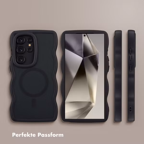 Selencia Wavy Backcover mit MagSafe Samsung Galaxy S24 Ultra - Schwarz
