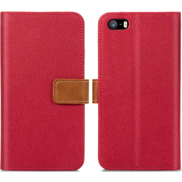 imoshion Luxuriöse Canvas-Klapphülle iPhone SE / 5 / 5s - Rot