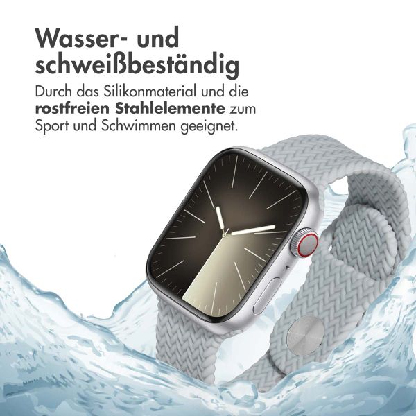imoshion Geflochtenes Silikonarmband für das  Apple Watch Series 1 t/m 9 / SE (38/40/41 mm) | Series 10 / 11 (42 mm) - Grau