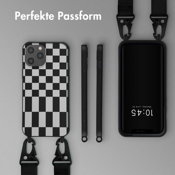 Selencia Silikonhülle design mit abnehmbarem Band für das iPhone 12 Pro Max - Irregular Check Black