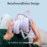 imoshion Kabellose Kinderkopfhörer LED Light Cat Ear - Dezibelbegrenzer - Mit AUX-Kabel - Lavender Lilac