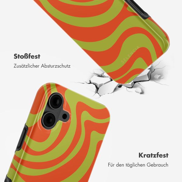 Selencia Vivid Rückabdeckung mit MagSafe iPhone 16 - Wavy Swirl Orange Fern