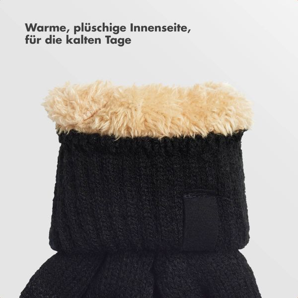 Selencia Touchscreen-Handschuhe mit Woll-Optik - Damen - Größe M - Schwarz