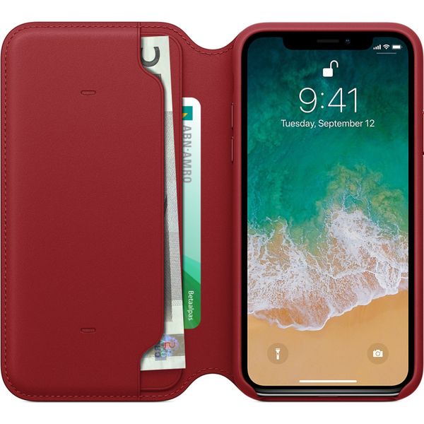 Apple Leather Folio Klapphülle Red für das Apple iPhone X