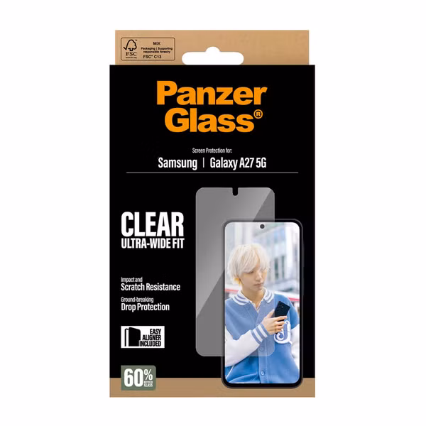 PanzerGlass Ultra-Wide Fit Antibakterieller Displayschutz mit Applikator Samsung Galaxy A27 (5G)