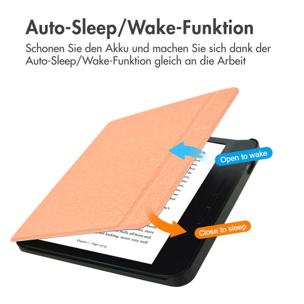 imoshion Canvas Sleepcover Klapphülle mit Stand für das Tolino Vision 5 - Peach