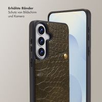 Selencia Nova Croco HandyHülle mit Kordel und Kartenhalter Samsung Galaxy S26 - Dark Olive