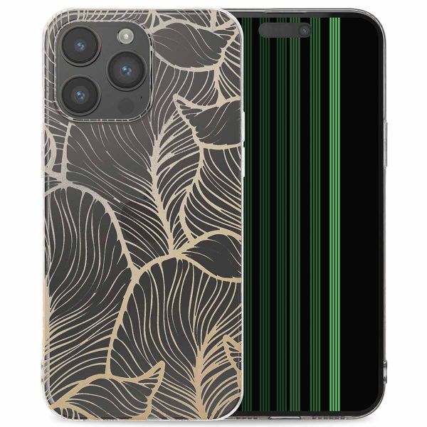 imoshion Design Hülle Apple iPhone 15 Pro Max - Golden Leaves Transparent