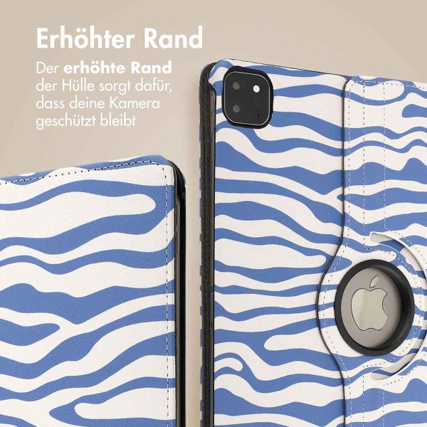 imoshion 360° drehbare Design Klapphülle Apple iPad Pro 13 (2025) M5 / (2024) M4 - White Blue Stripes