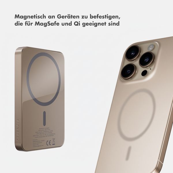 Selencia Vivid Powerbank 5.000 mAh - MagSafe und Qi - Desert Gold / Wavy Baby Choco