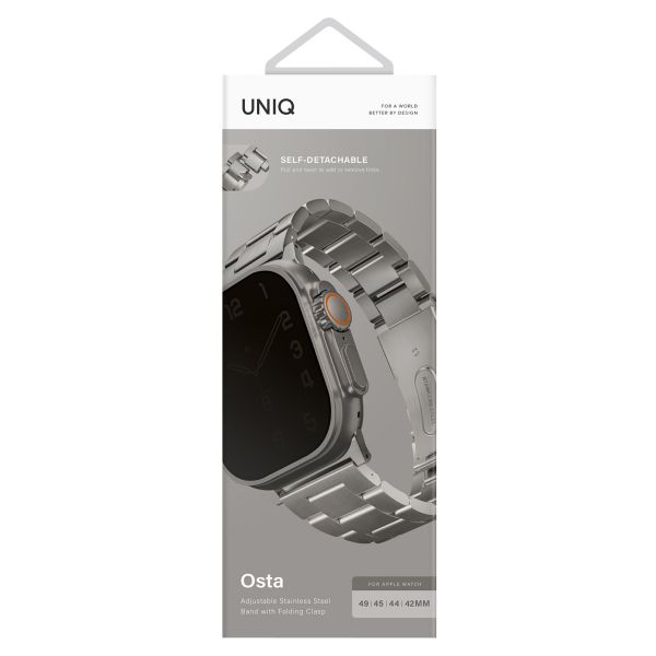 Uniq Osta Stahlarmband mit Selbstjustierenden Gliedern für die Apple Watch Series 1 bis 10 / SE / Ultra (2) (44/45/46/49 mm) - Titanium Silver