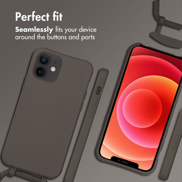 imoshion Color Backcover mit abnehmbarem Handykette und MagSafe Apple iPhone 12 (Pro) - Black Coffee