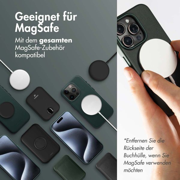 Accezz 2-in-1 Klapphülle aus Leder mit MagSafe für das iPhone 14 - Cedar Green